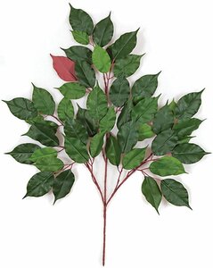 28 inches Red Ficus Branch - 42 Leaves - Green/Red - FIRE RETARDANT