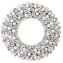 36" Silver Shiny and Matte Ball Wreath