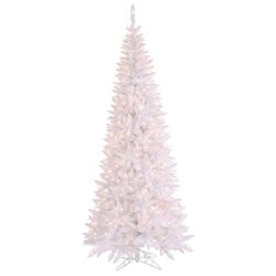 7.5' x 40" White Slim DuraL LED 500WW White Fir Slim Artificial Christmas Tree, Warm White Dura-l...