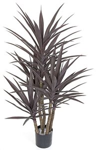 53 inches Plastic Yucca Tree -  5 Burgundy Heads - 36 inches Width - Weighted Base - Outdoor UV P...