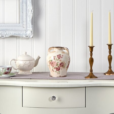8" Tuscan Ceramic Floral Print Vase