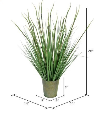 28 inches Green Reed Grass In Iron Pot