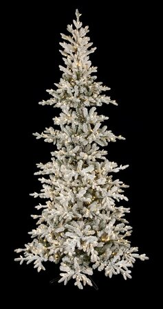 9 feet FLOCKED HARTFORD SPRUCE TREE 1,655 Flocked Tips 750 LED Lights 51 inches Width