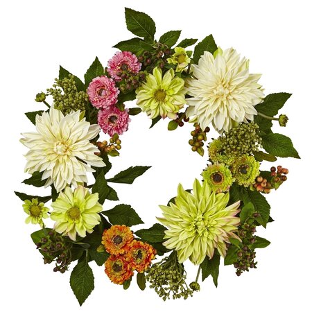 22" Dahlia Mum Wreath