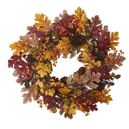 24" Oak Leaf, Acorn and Pine Wreath