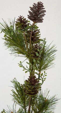 32 Inch Plastic Moss Pine Cone Spray With Leaf Vine Wrap