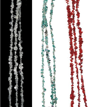 6 Foot Sequined/Beaded Garland Bundles | White, Aqua Or Red