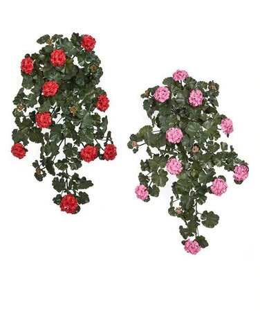 35 Inch Hanging Polyblend Outdoor Geranium Bushes | Red Or Pink