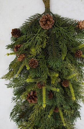 28 INCH NATURAL TOUCH MIXED PINE TEARDROP SWAG