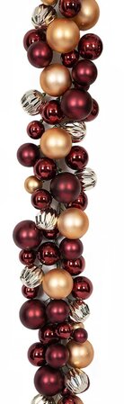 6 feet MIXED MATTE/REFLECTIVE BURGUNDY AND GOLD BALL GARLAND