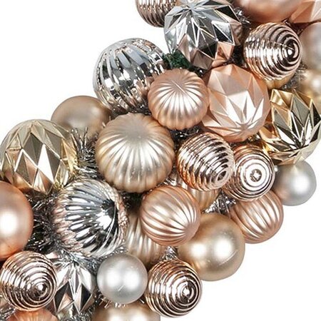 8 FOOT MIXED MATTE/SHINY ROSE GOLD, CHAMPAGNE, AND SILVER BALL GARLAND