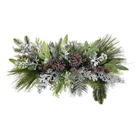 26" Holiday Flocked Winter Christmas Artificial Arrangement Cutting Board Wall Decor or Table Arr...