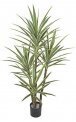60 inches Plastic Yucca Tree - Synthetic Trunks - 4 Green/Yellow Heads - 36 inches Width - Weighted Base - Limited UV Protection