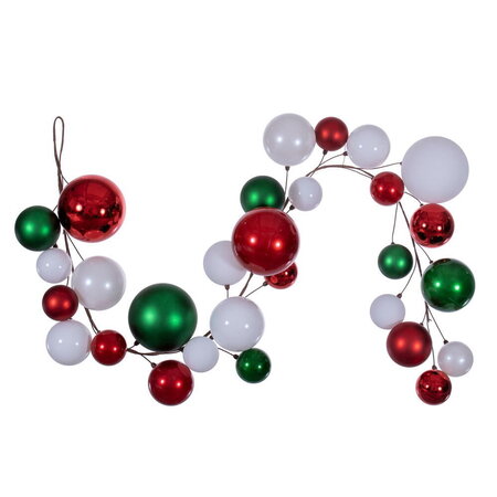 72 inches  White/Red/Green Multi Ball Branch Garland