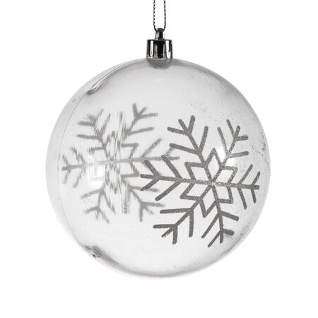 4 inches Clear White Glitter Snowflake ball