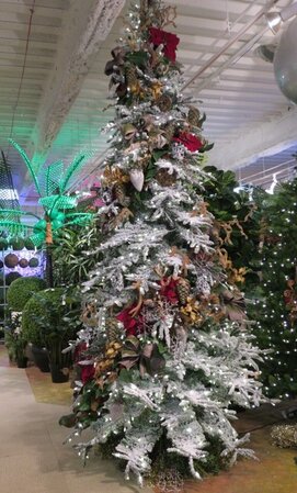 7.5 Foot Medium Flocked Christmas Fir Tree with Glitter - 500 Warm White LED Lights