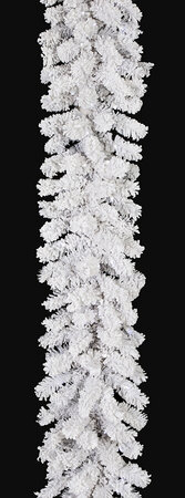 9 Foot x 14 Inch Flocked Arctic Pine Garland with LED Lights