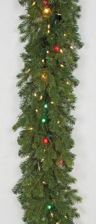 9 Foot X 16 Inch Pe/Pvc Pippa Pine Garland With Multi-Color And Warm White Led Lights