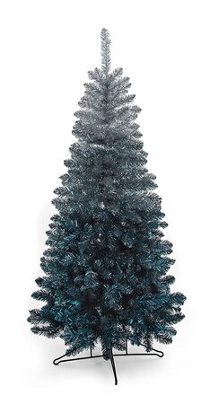 Silver To Blue Tinsel Ombre Trees | 5 Foot Or 7.5 Foot Tall | No Lights