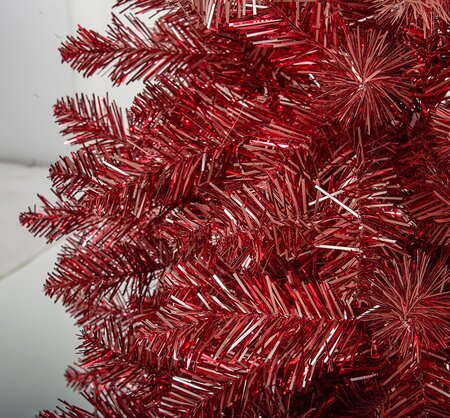 Pink To Red Tinsel Ombre Trees | 5 Foot Or 7.5 Foot Tall | No Lights