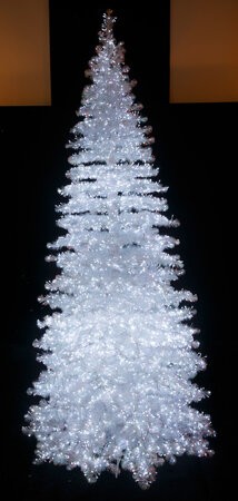Iridescent Crystal White Slim Pine Trees with Lights | 5' to 15' Tall