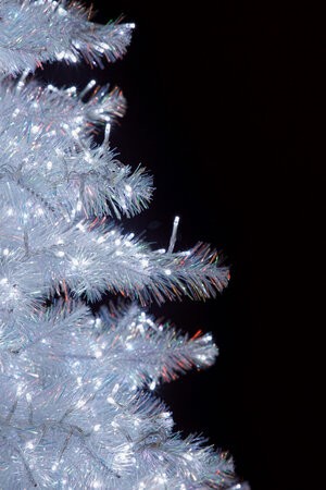Iridescent Crystal White Slim Pine Trees with Lights | 5' to 15' Tall