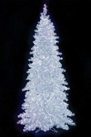 Iridescent Crystal White Slim Pine Trees with Lights | 5' to 15' Tall