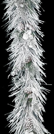 6' x 14" Flocked Whitehall Long Needle Pine Garland w/Pinecones