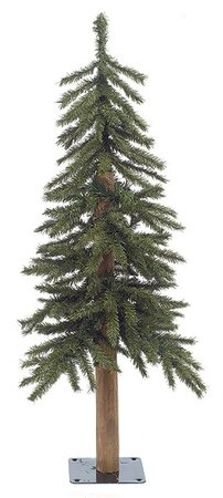 3 feet PVC Alpine Christmas Tree - Natural Trunk - 187 Tips - 100 Clear Lights