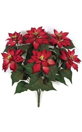 16" Poinsettia Bush 7 Pink/Red Flowers