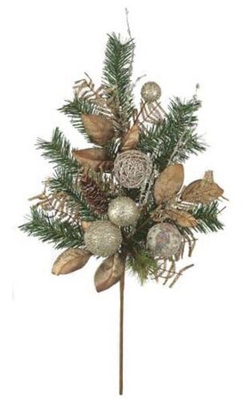 26" PVC/Glitter Pine Ball Spray Natural