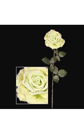 26" Snowy Rose Stem Lime Green