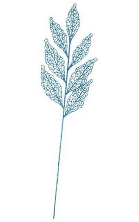 27" Glittered Leaf Spray Blue