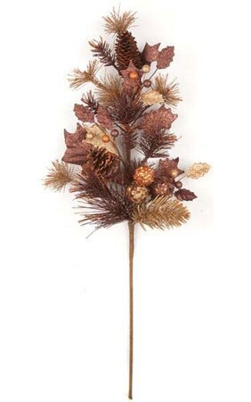 31" Glittered Ball/Cone Spray Copper/Brown