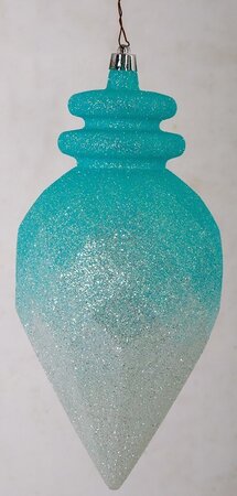 Earthflora's 9 Inch Faceted Glittered Ombre Finial - Blue/white Or Silver/white