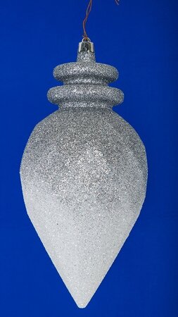 Earthflora's 9 Inch Faceted Glittered Ombre Finial - Blue/white Or Silver/white