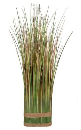 43" PVC Onion Grass Oval Bundle on Base - Green/Beige
