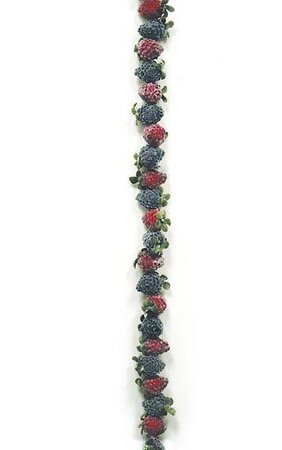 48" Sugared Raspberry Ice Garland - 58 Berries - Red/Burgundy
