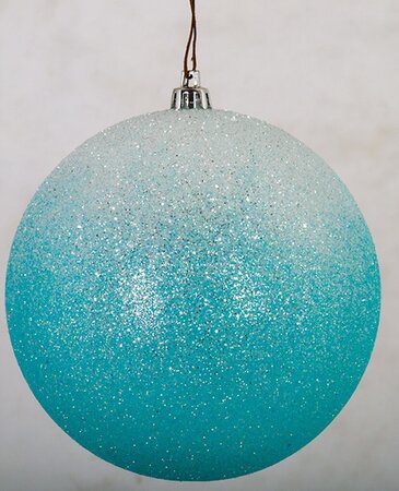 Earthflora's 5 Inch Glittered Ombre Ball Ornament In Light Blue/white Or Silver/white