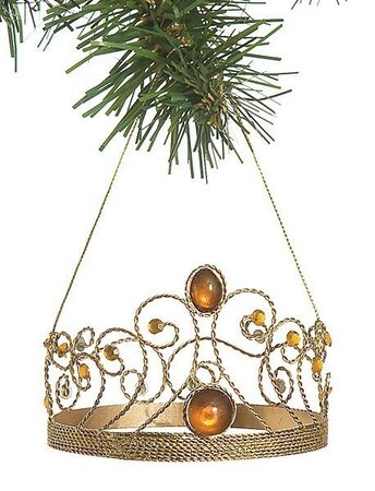 Earthflora's 2.5 Inch Gold Beaded Crown Ornament