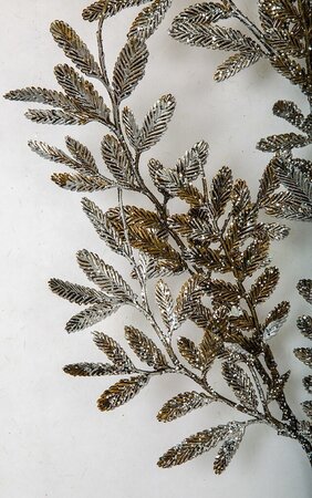 Earthflora's 20 Inch Metallic Mimosa Sprays With Glitter - Burgundy/gold, Brown/silver, Gold/champange