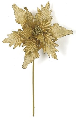 Earthflora's 21 Inch Velvet Poinsettia Stem - Red Or Gold