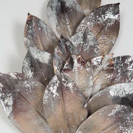 Earthflora's 24 Inch Metallic Magnolia Spray - Silver/grey Brown