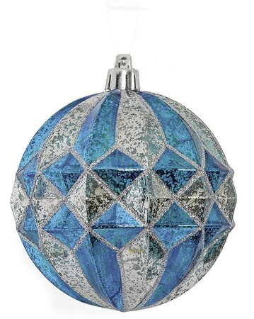 Earthflora's 4 Inch Mercury Glass Finish Ball - Blue/silver
