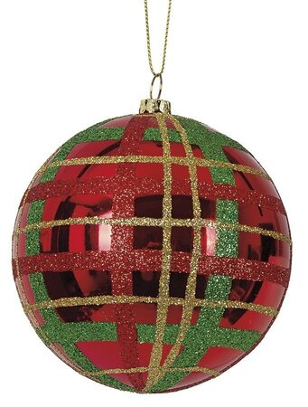 Earthflora's 4 Inch Reflective Red Plaid Ball
