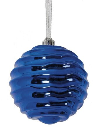 Earthflora's 6 Inch Shiny Wavy Ball Ornament - Burgundy, Blue, Fuchsia, Purple, Silver