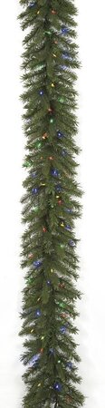 Earthflora's 9 Foot Elizabeth Pine Garland With Warm White Led Lights Or Multi-colored Led Lights