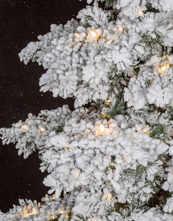 Flocked Slim Glacier Tree with Frosted C7 Lights and LED Lights - 7.5 Ft, 9 Ft, and 12 Ft.