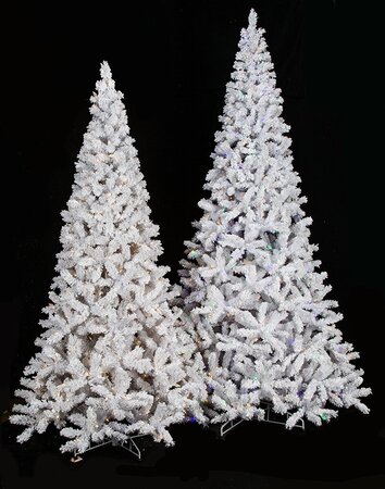 Earthflora's Medium Size Flocked Arctic Pine Trees - 7.5 Ft., 9 Ft., And 12 Ft. Tall With Mixed W...