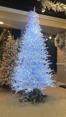 Earthflora's Christmas Slim Size Park Avenue Twinkling White Tree With Led Lights - 5 Foot, 7.5 Foot, 9 Foot Tall